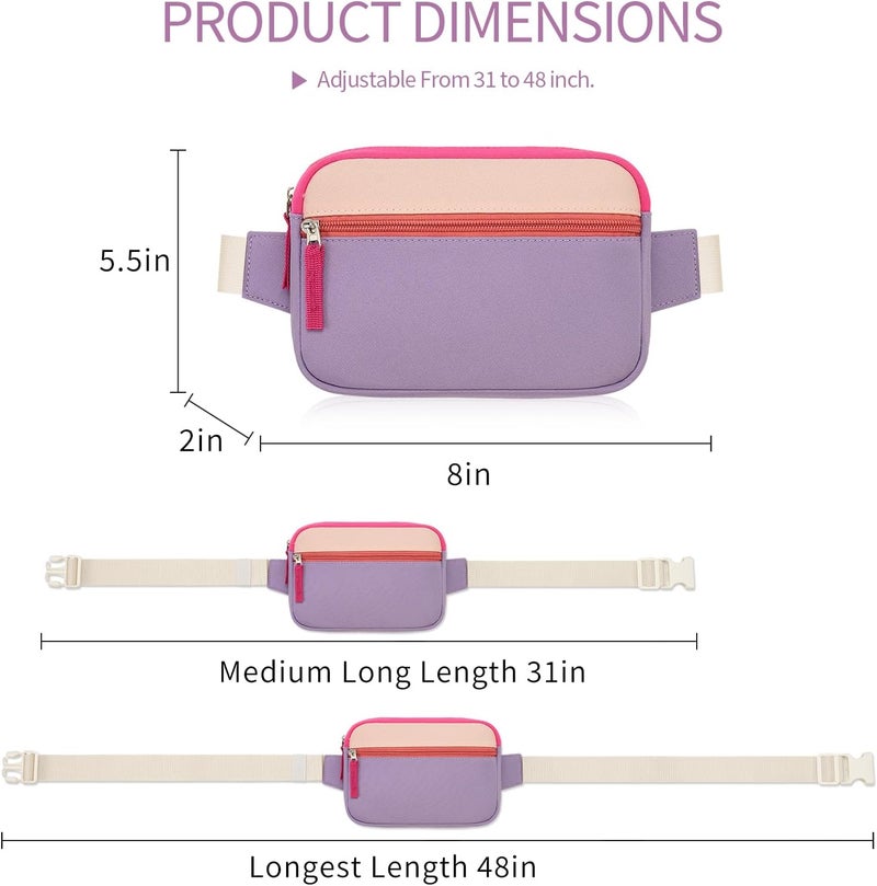 cotmcor Store Valentines Day Gifts for Kids: Fanny Pack Birthday Gift for 5 6 7 8 9 10 11 12 Year Old Teen Girls, Preppy Cute Trendy Stuff Colorblock Crossbody Bag Adjustable Belt Bags for Travel Outdoor - Image 4